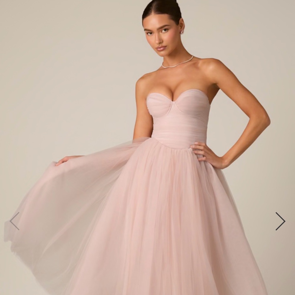 Oh Polly Tulle Corset Midaxi Dress in Dusty Rose